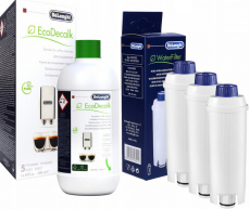 DeLonghi Sada DLS C002 vodný filter 3 ks + EcoDecalk 500 ml